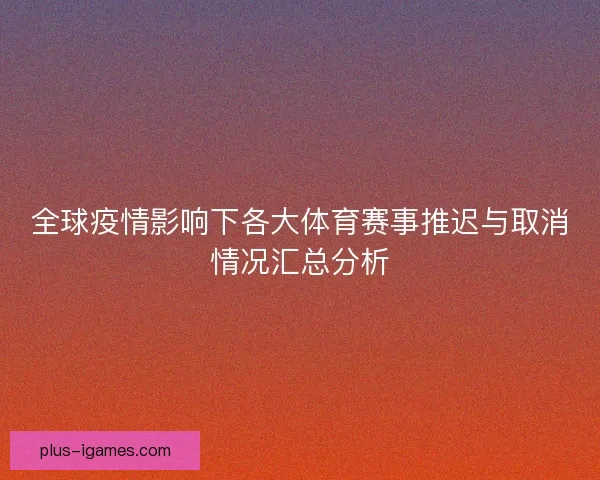 全球疫情影响下各大体育赛事推迟与取消情况汇总分析
